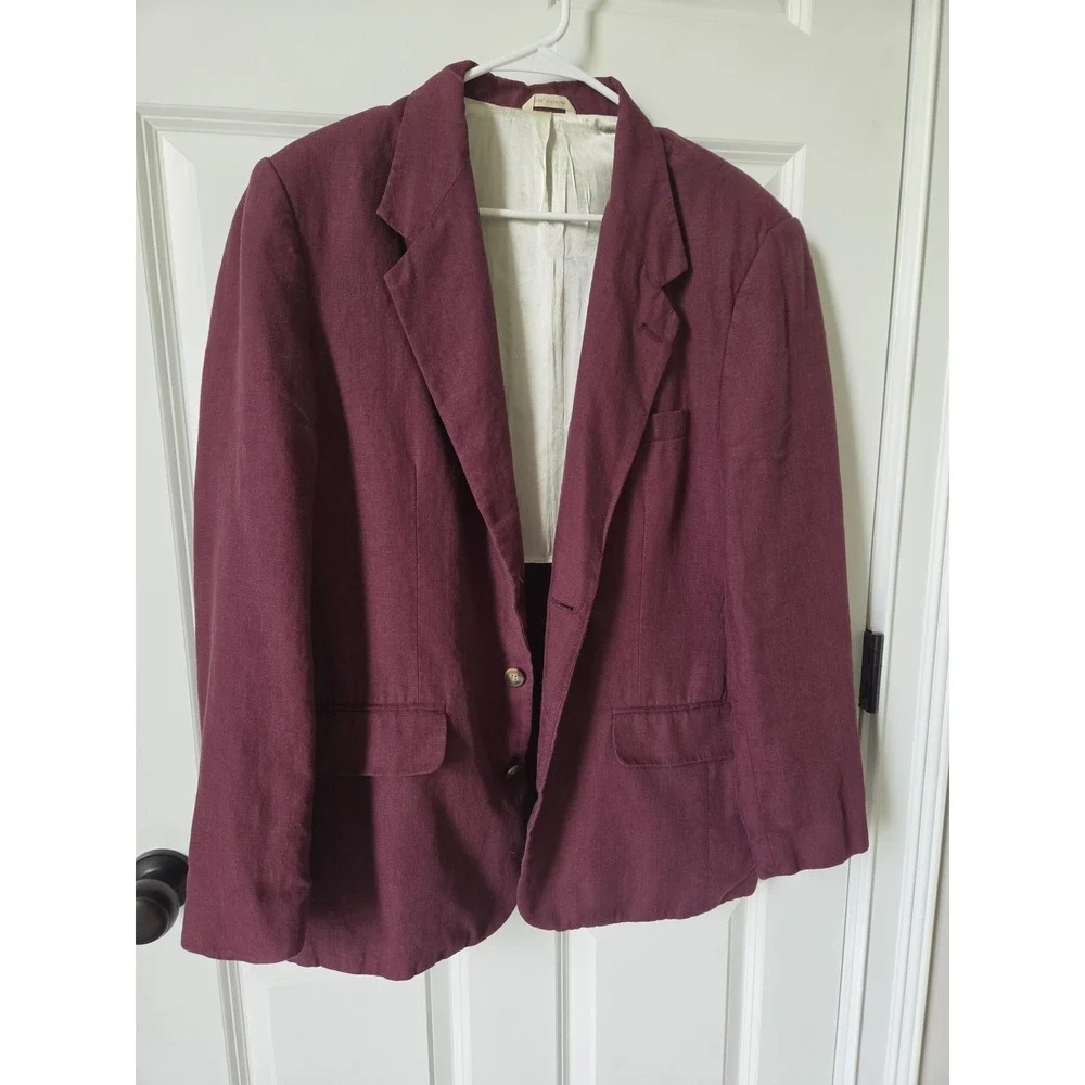 Banana Republic Mens 100% Linen Blazer Plum Size M Derby Preppy Sport Coat